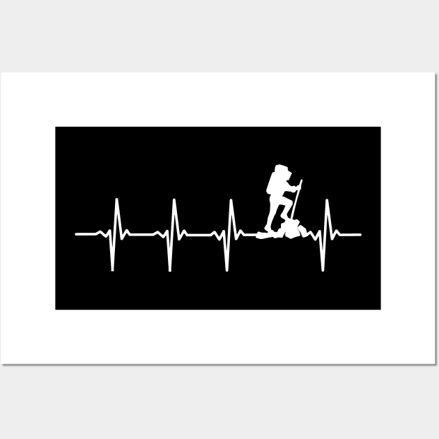 Hiking Heartbeat Gift For Hikers Wall Art by OceanRadar